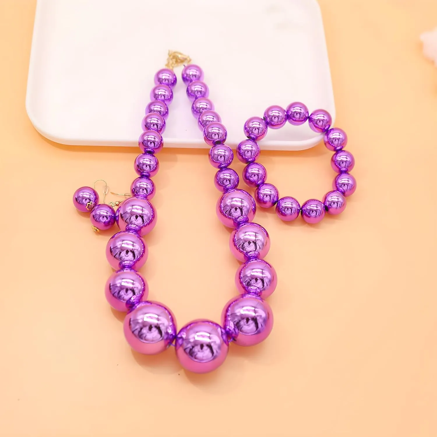 utop JNF Hand made Pearl Statement Necklace for Women Rhinestone Multilayer Crystal Necklaces Chunky Pearl Necklace Large Pearl Necklace and Earrings Set for Mother Mom's gift