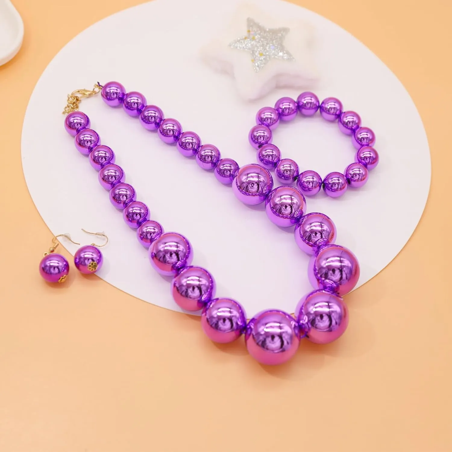 utop JNF Hand made Pearl Statement Necklace for Women Rhinestone Multilayer Crystal Necklaces Chunky Pearl Necklace Large Pearl Necklace and Earrings Set for Mother Mom's gift