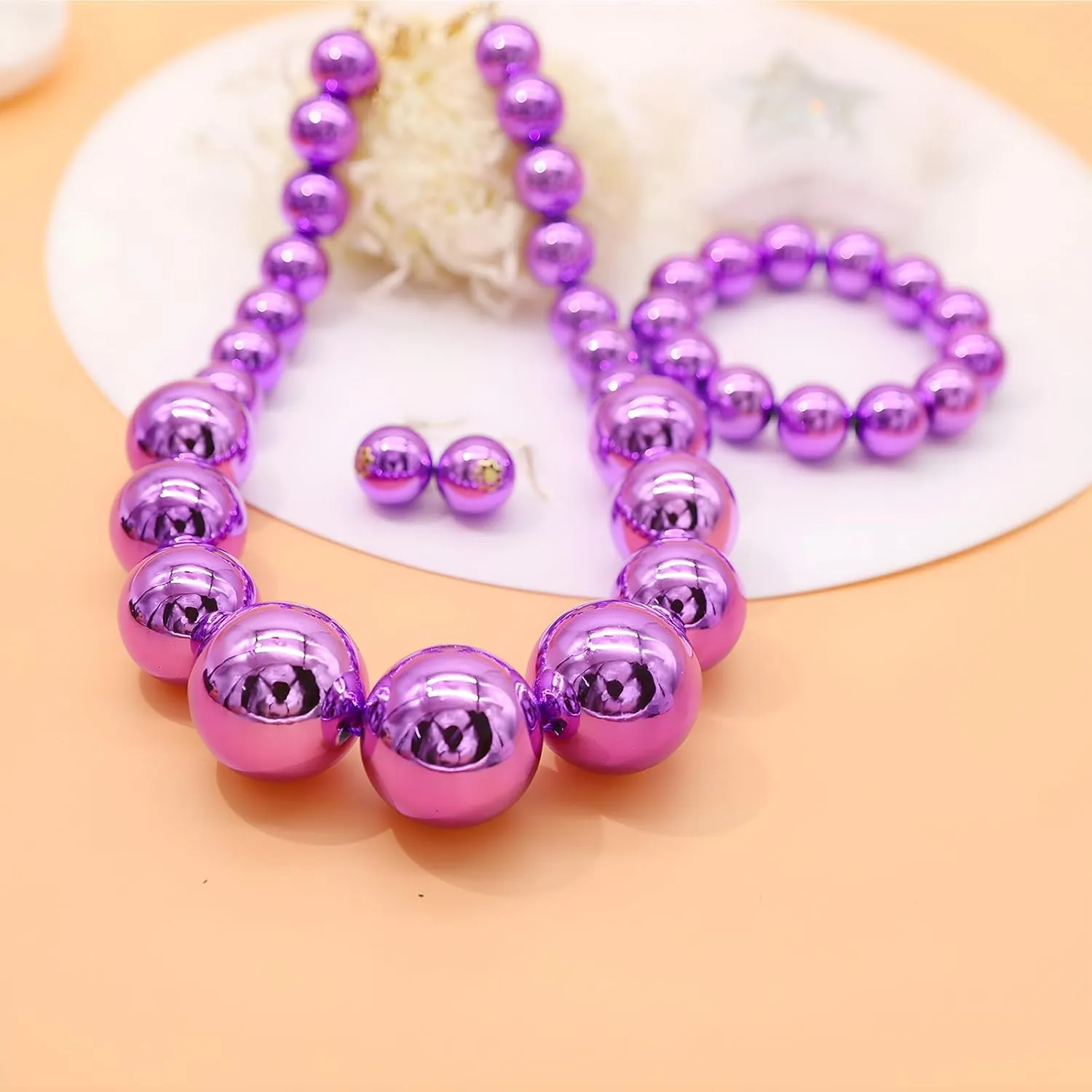 utop JNF Hand made Pearl Statement Necklace for Women Rhinestone Multilayer Crystal Necklaces Chunky Pearl Necklace Large Pearl Necklace and Earrings Set for Mother Mom's gift