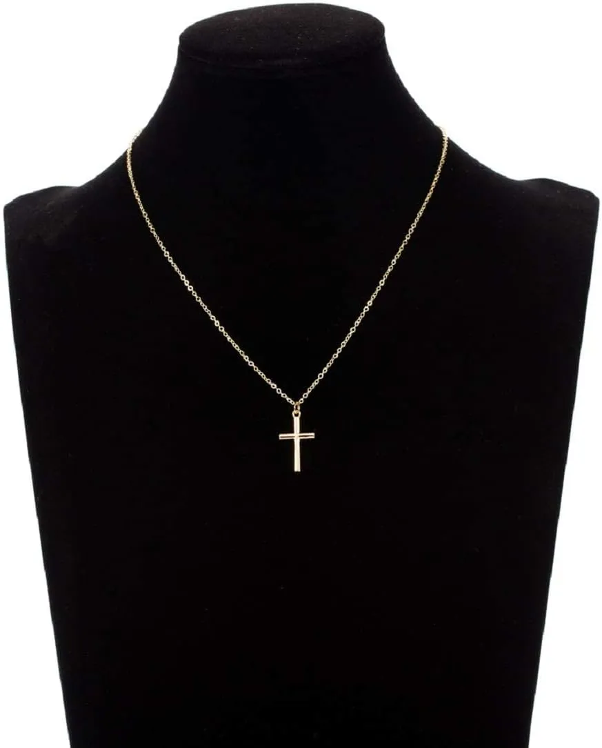 Valloey Rover Cross Pendant Chain Necklace,14K Gold Plated Dainty Cute Lucky Cross Tiny Pendant Necklaces for Women Men Jewelry Gifts