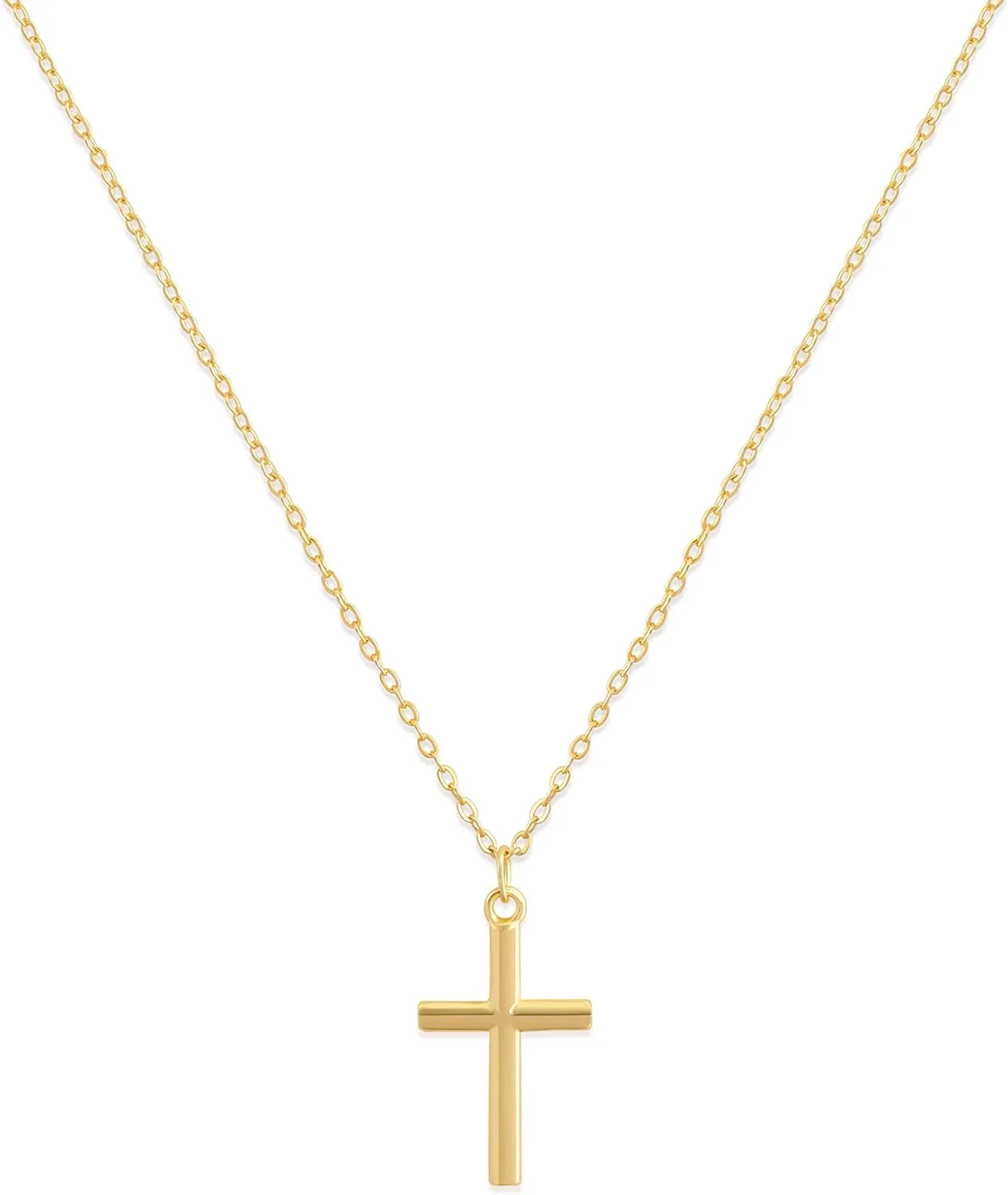 Valloey Rover Cross Pendant Chain Necklace,14K Gold Plated Dainty Cute Lucky Cross Tiny Pendant Necklaces for Women Men Jewelry Gifts