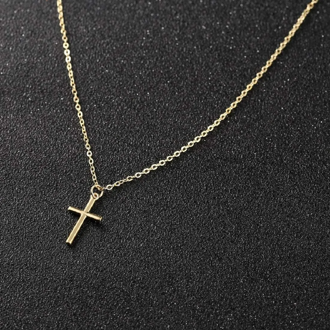 Valloey Rover Cross Pendant Chain Necklace,14K Gold Plated Dainty Cute Lucky Cross Tiny Pendant Necklaces for Women Men Jewelry Gifts