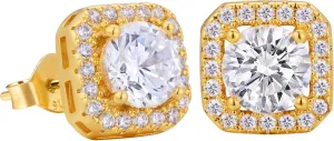 VEXXS Diamond Stud Earrings for Men, S925 Sterling Silver 14K Real Gold Plated Iced Out Earrings Micro Pave 5A CZ Stones Mens Studs, Hypoallergenic