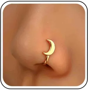 Vintage Crescent Moon Nose Ring Metal Moon Nose Cuff Fine Moon Copper African Nose Ring Fake Non Pierced Nose Ring Jewelry for Women