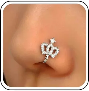 Vintage Crystal Crown Nose Cuff - Cz Copper African Rhinestone Crown Nose Jewelry for Women