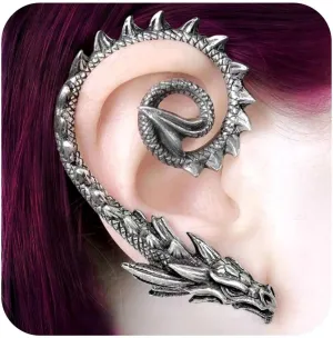 Vintage Dragon Ear Cuff Earrings Silver Exaggerated Dragon Cuff Wrap Earrings Punk Cuff Climber Crawler Earrings Gothic Clip on Earrings Jewelry for Women and Girls