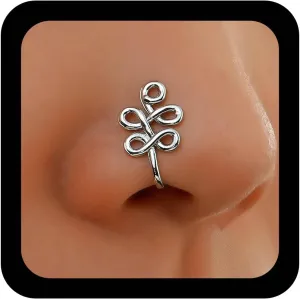 Vintage Geometric Knot Nose Ring Hoop Twisted Cuff Copper African Gold Fake Non Pierced Clip Jewelry for Women