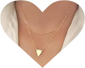 Vintage Layered Triangle Choker Necklace Triangle Pendant Necklace Gold Geometric Necklace Jewelry Minimalist Necklace Chain Jewelry for Women