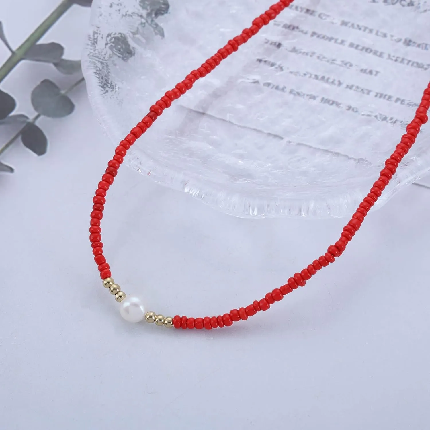 Vintage Seed Bead Choker Necklace Pearl Pendant Necklace Black Rice Bead Necklace Short Seed Bead Chain Necklace Boho Pearl Neckclace for Women