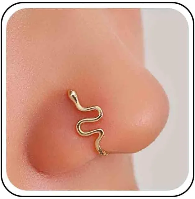 Vintage Snake Nose Cuff Gothic Copper African Nose Ring - Fake Non Pierced Jewelry for Women