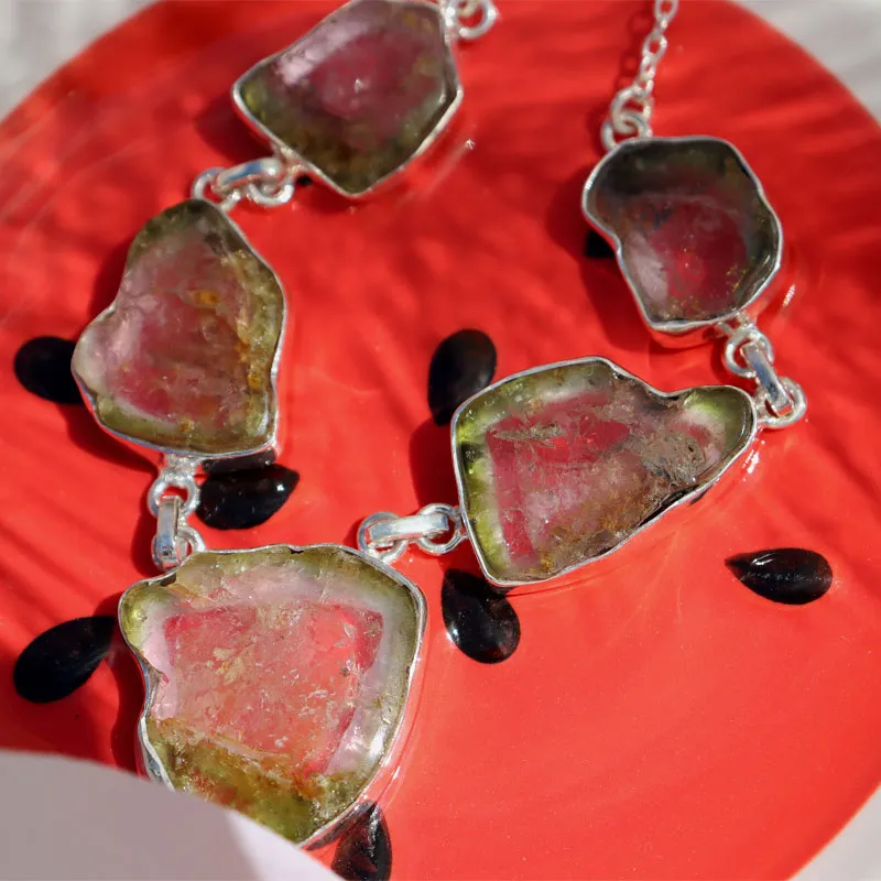 Watermelon Tourmaline Gemstone Necklace
