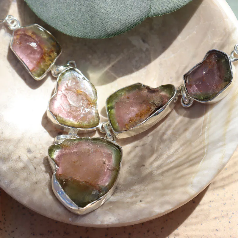 Watermelon Tourmaline Gemstone Necklace