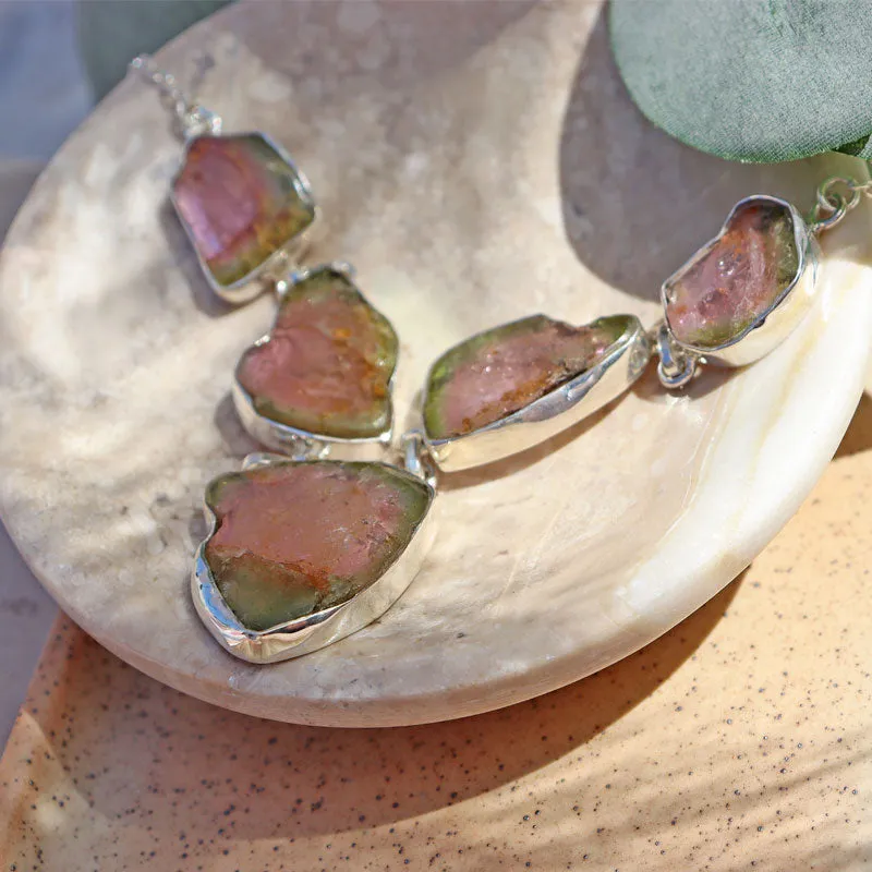 Watermelon Tourmaline Gemstone Necklace