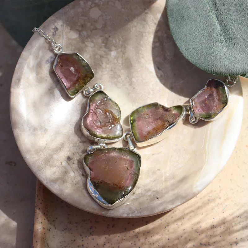 Watermelon Tourmaline Gemstone Necklace