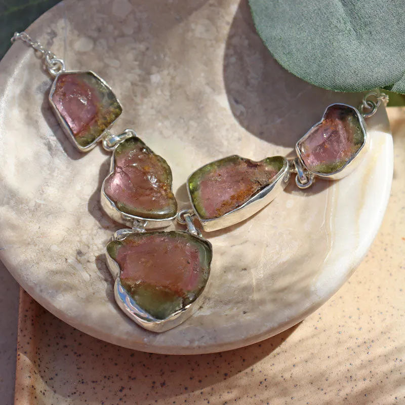 Watermelon Tourmaline Gemstone Necklace
