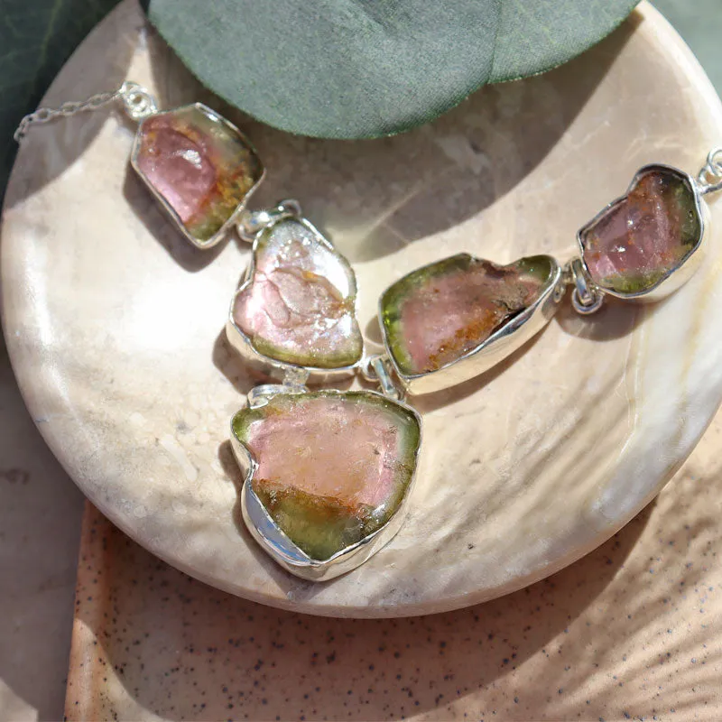 Watermelon Tourmaline Gemstone Necklace