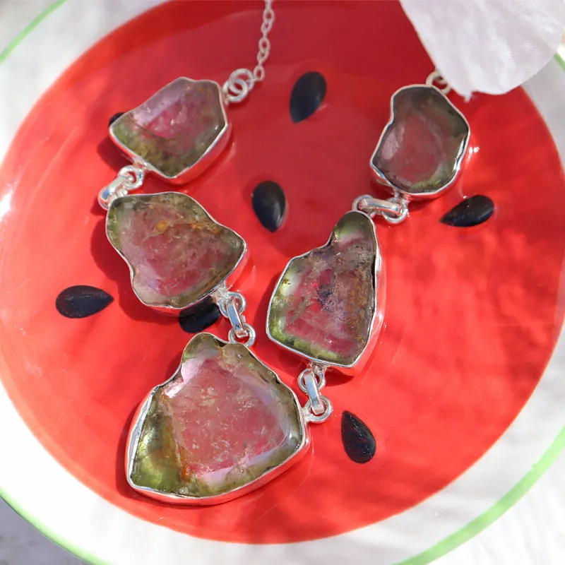 Watermelon Tourmaline Gemstone Necklace