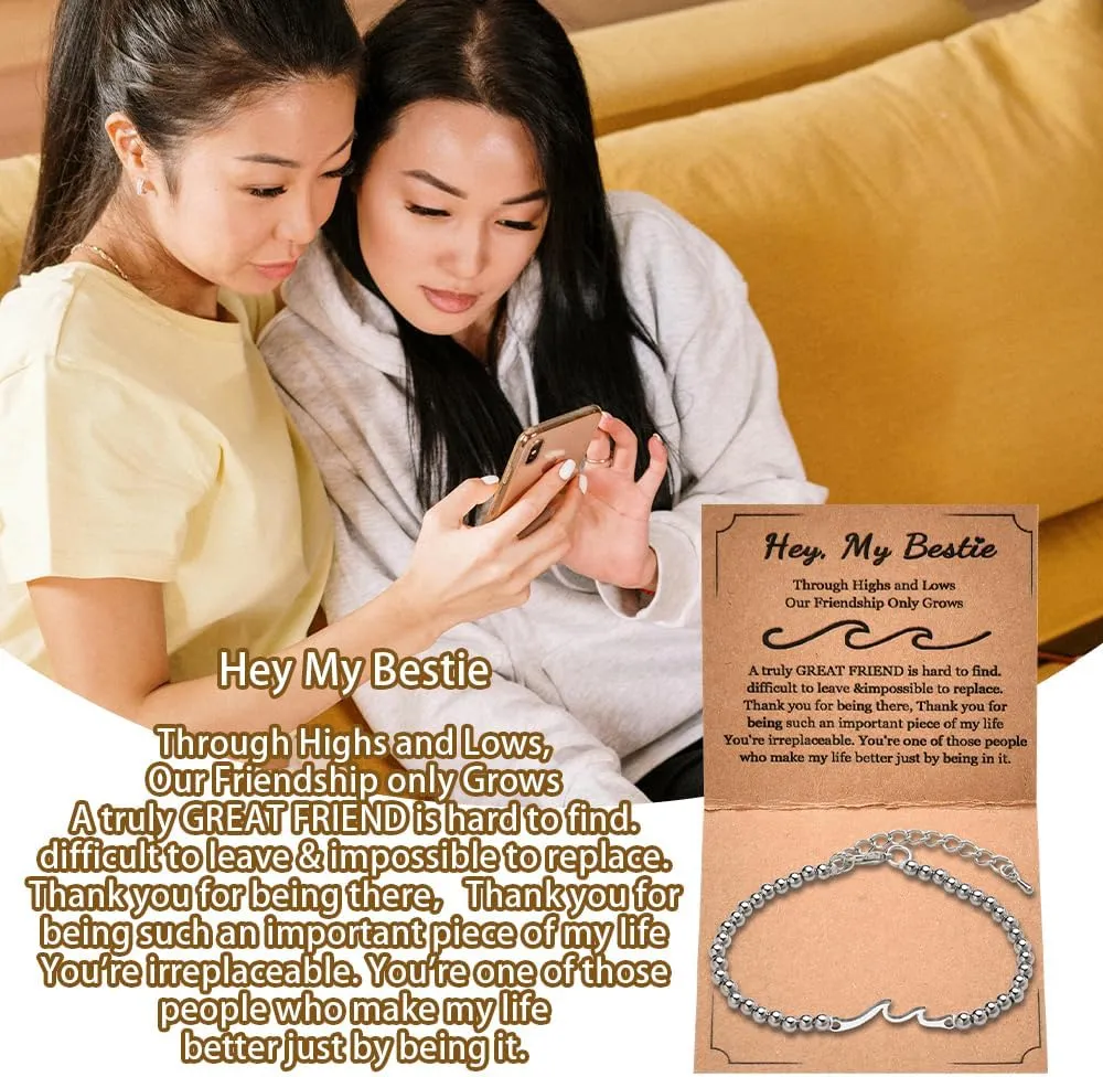 Wave Friendship Bracelets Gifts for Women Friends Birthday Christmas Gifts for Women Bestie Soul Sister Gifts for Bestfriend