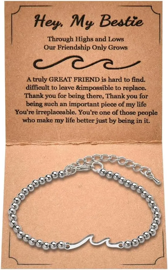 Wave Friendship Bracelets Gifts for Women Friends Birthday Christmas Gifts for Women Bestie Soul Sister Gifts for Bestfriend