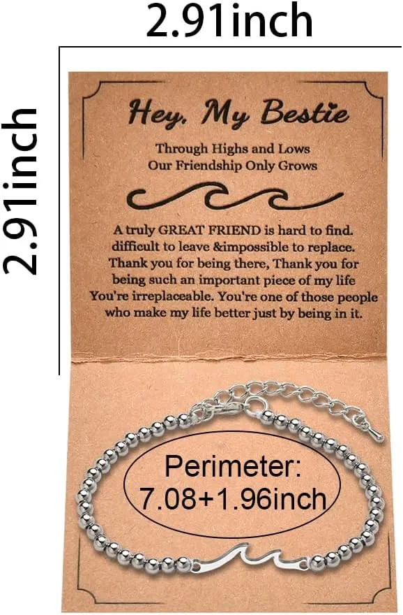 Wave Friendship Bracelets Gifts for Women Friends Birthday Christmas Gifts for Women Bestie Soul Sister Gifts for Bestfriend