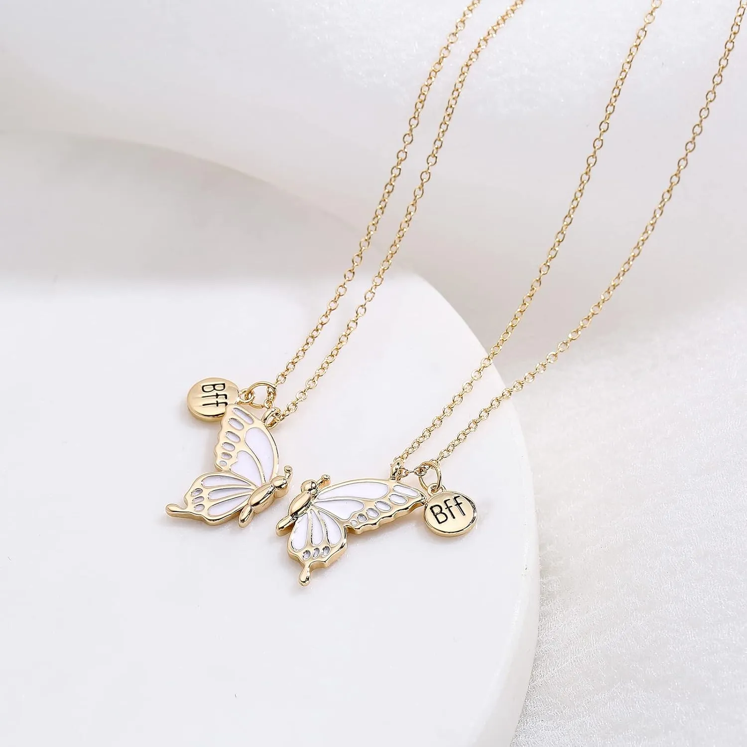 WEDDINEN Cute Butterfly BFF Necklaces for 2, Enamel Butterfly Friendship Necklace for Teen Girls Women Best Friend Birthday Gift