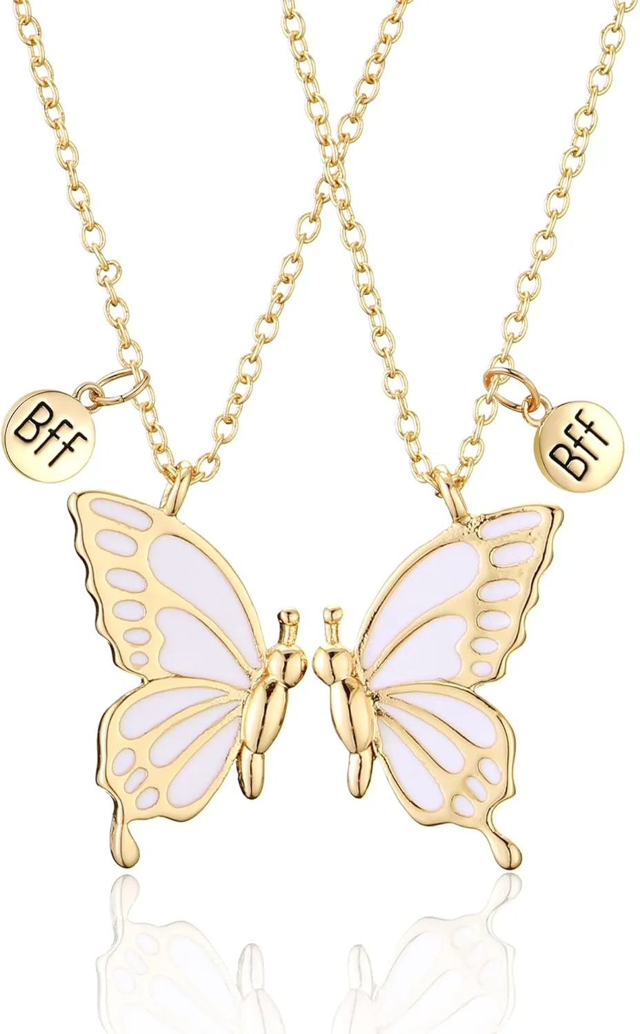 WEDDINEN Cute Butterfly BFF Necklaces for 2, Enamel Butterfly Friendship Necklace for Teen Girls Women Best Friend Birthday Gift