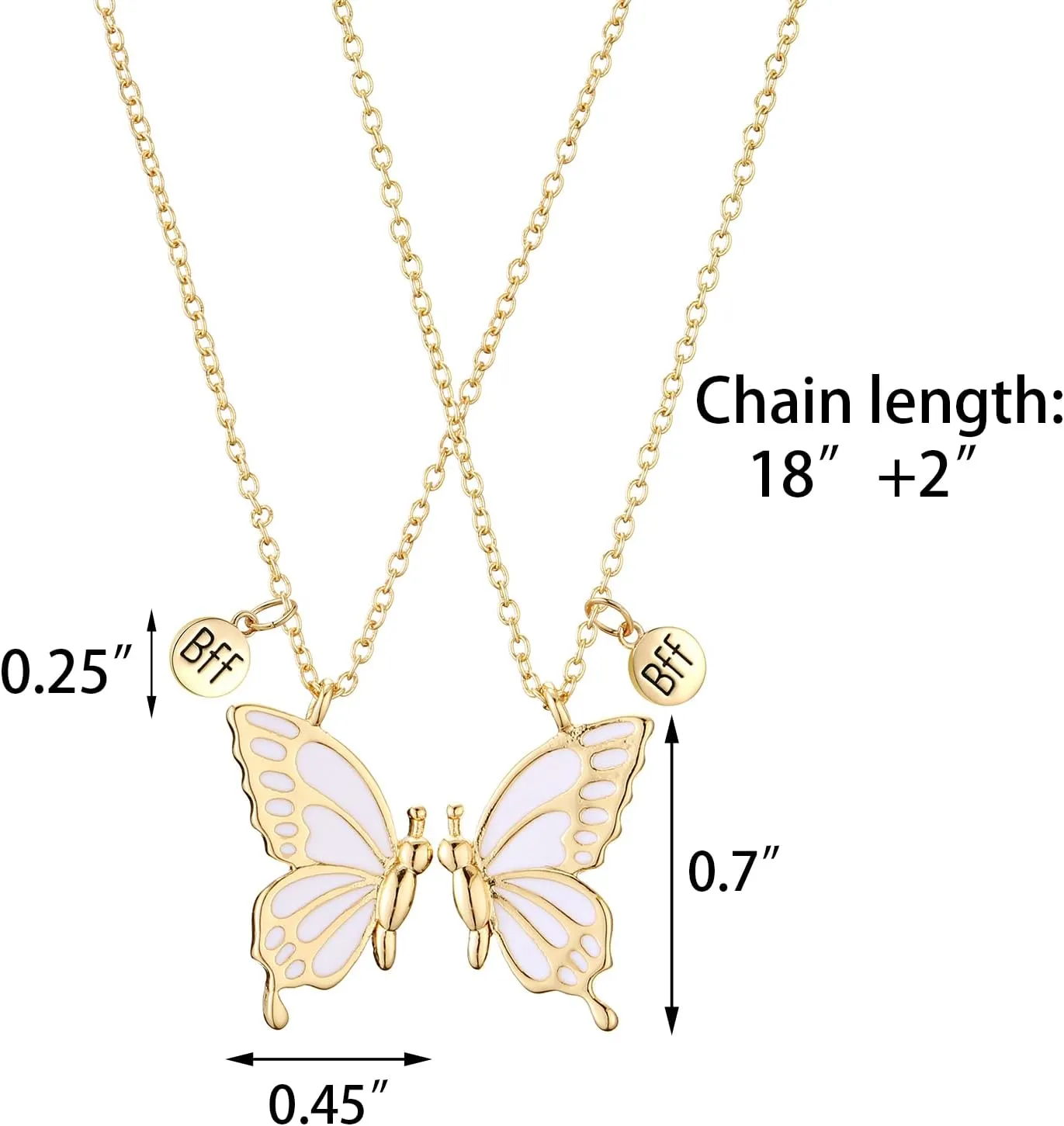 WEDDINEN Cute Butterfly BFF Necklaces for 2, Enamel Butterfly Friendship Necklace for Teen Girls Women Best Friend Birthday Gift