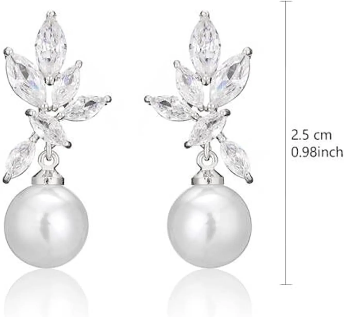 Wedding Earrings for Brides Pearl Bridal Earrings with Cubic Zirconia Crystal Pearl Drop Earrings for Brides Bridesmaids Prom Party Jewelry Gifts