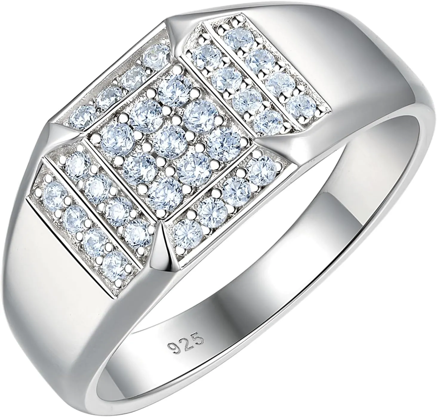 Wedding Ring Band Men 925 Sterling Silver With 33 Round Cut Cubic Zirconia Promise Ring For Him Size 7-14