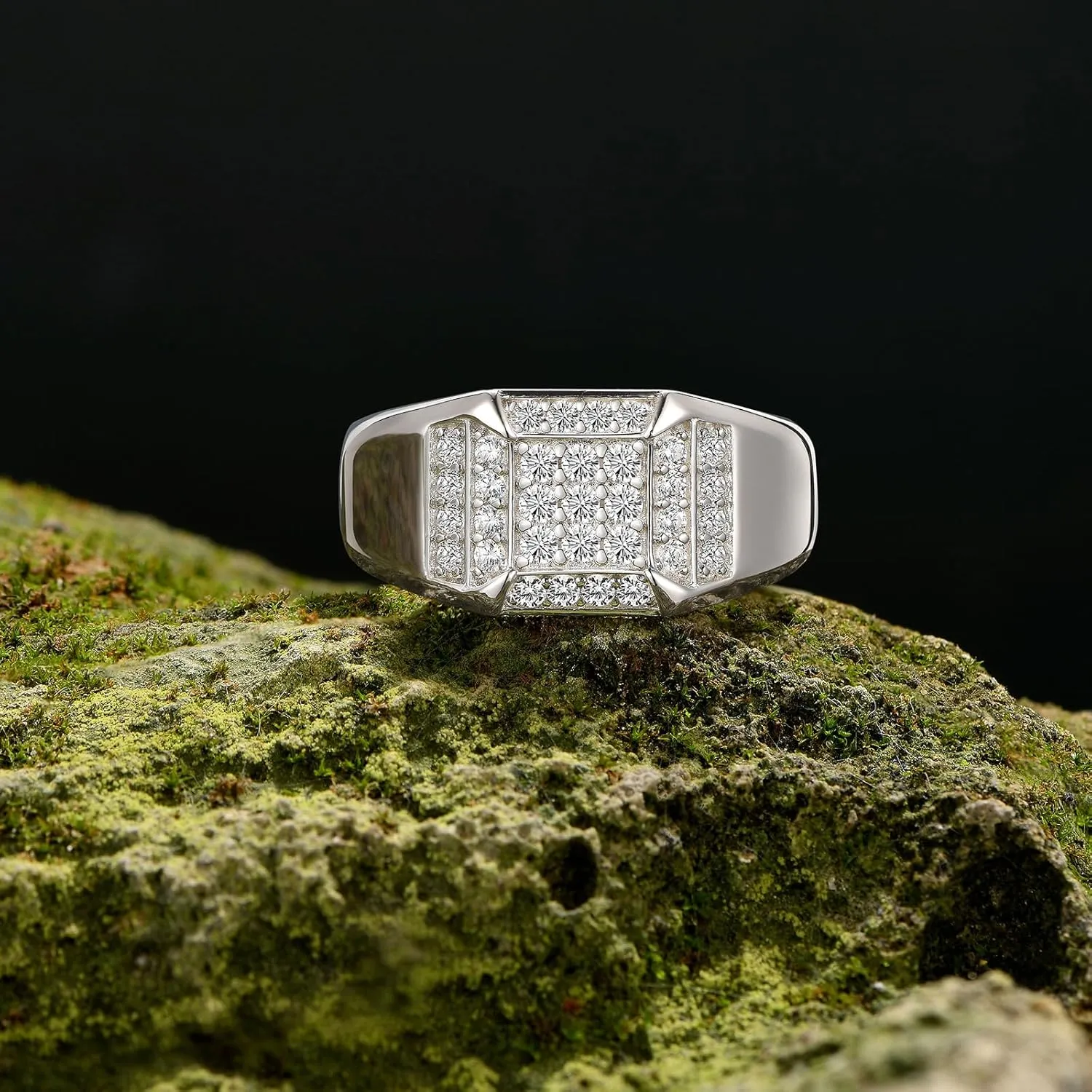 Wedding Ring Band Men 925 Sterling Silver With 33 Round Cut Cubic Zirconia Promise Ring For Him Size 7-14
