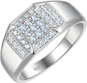 Wedding Ring Band Men 925 Sterling Silver With 33 Round Cut Cubic Zirconia Promise Ring For Him Size 7-14