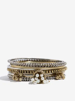 Westside Accessories Gold & Silver Jhumka Bangle Set