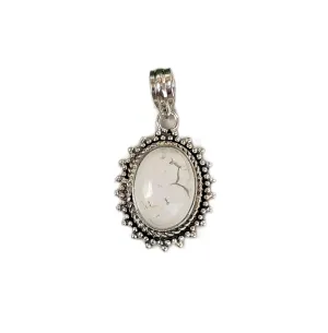 White Howlite Pendant Oval Stone PEndant White Turquoise Pendant Bohemian Pendant Oval Pendant White Gemstone Pendant Birthday Gifts White Buffalo Turquoise Pendant Vintage Pendant Mermaid Gifts