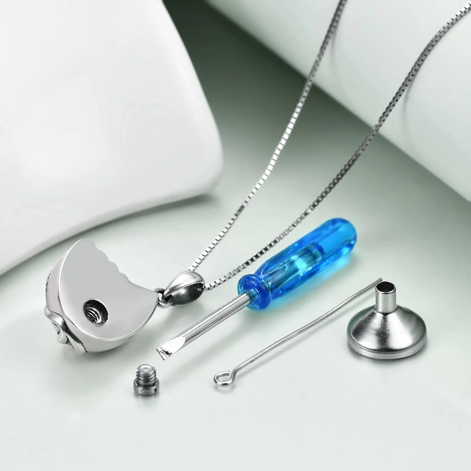 WINNICACA Urn Necklaces for Ashes Sterling Silver Cremation Jewelry for Ashes Urns for Human Ashes Pendant Necklace with Funnel Filler Kit