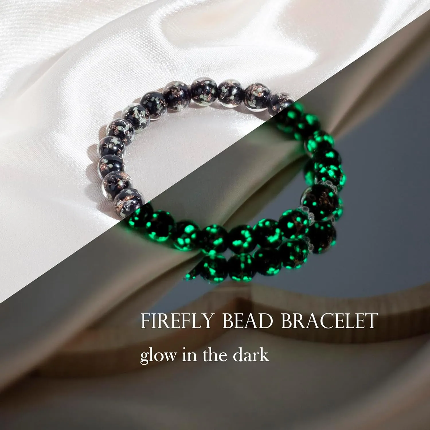 Women's Firefly Beads Murano Glass Jewelry Glow in the Dark Adjustable Bracelets