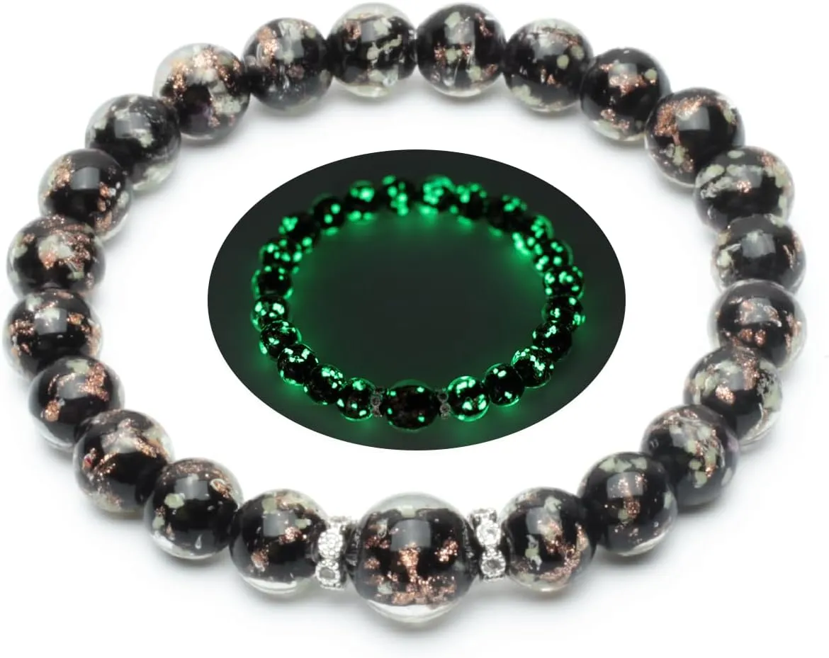 Women's Firefly Beads Murano Glass Jewelry Glow in the Dark Adjustable Bracelets