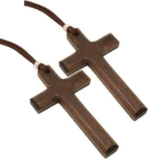 Wooden Cross Necklace For Men Women, Wood Cross Pendant Necklaces For Car Rearview Mirror Charms, Wall, Christian Jewelry(E)