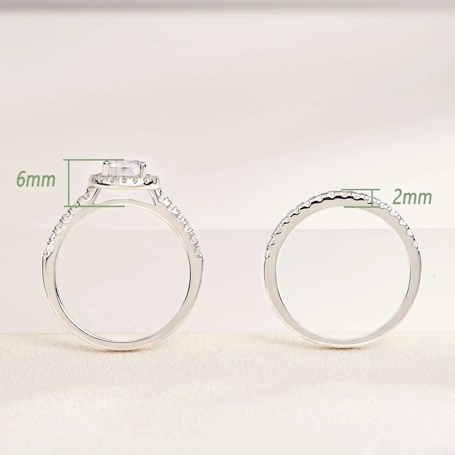 Wuziwen 3Ct Pear Cut Wedding Band Bridal Ring Set for Women Engagement Gold Ring 925 Sterling Silver AAAAA CZ