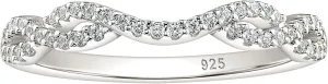Wuziwen 925 Sterling Silver Twisted Infinity Eternity Ring Wedding Bands for Women Cubic Zirconia