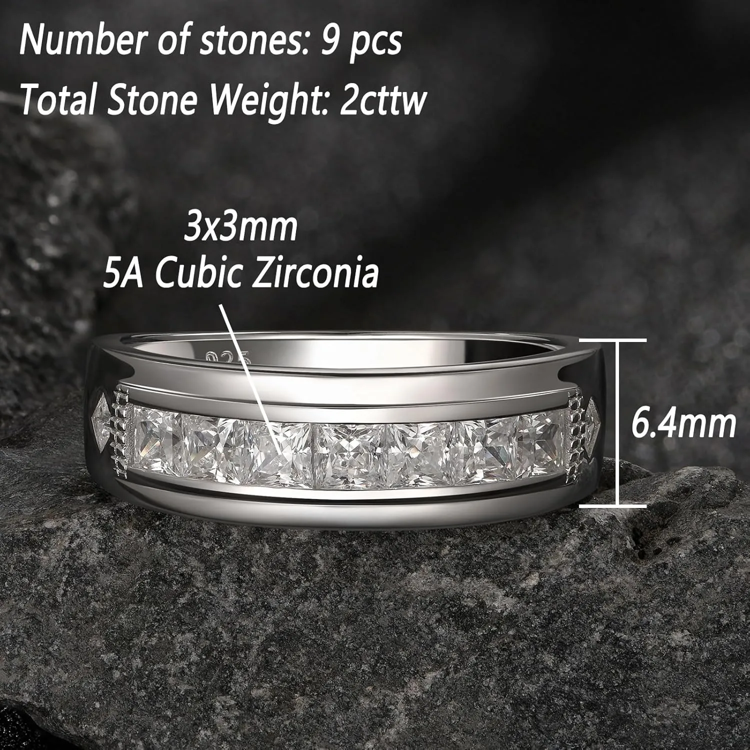 Wuziwen Wedding Wedding Ring Sets for Him and Her Set Princess Promise Ring for Couples Cubic Zirconia Sterling Silver Engagement