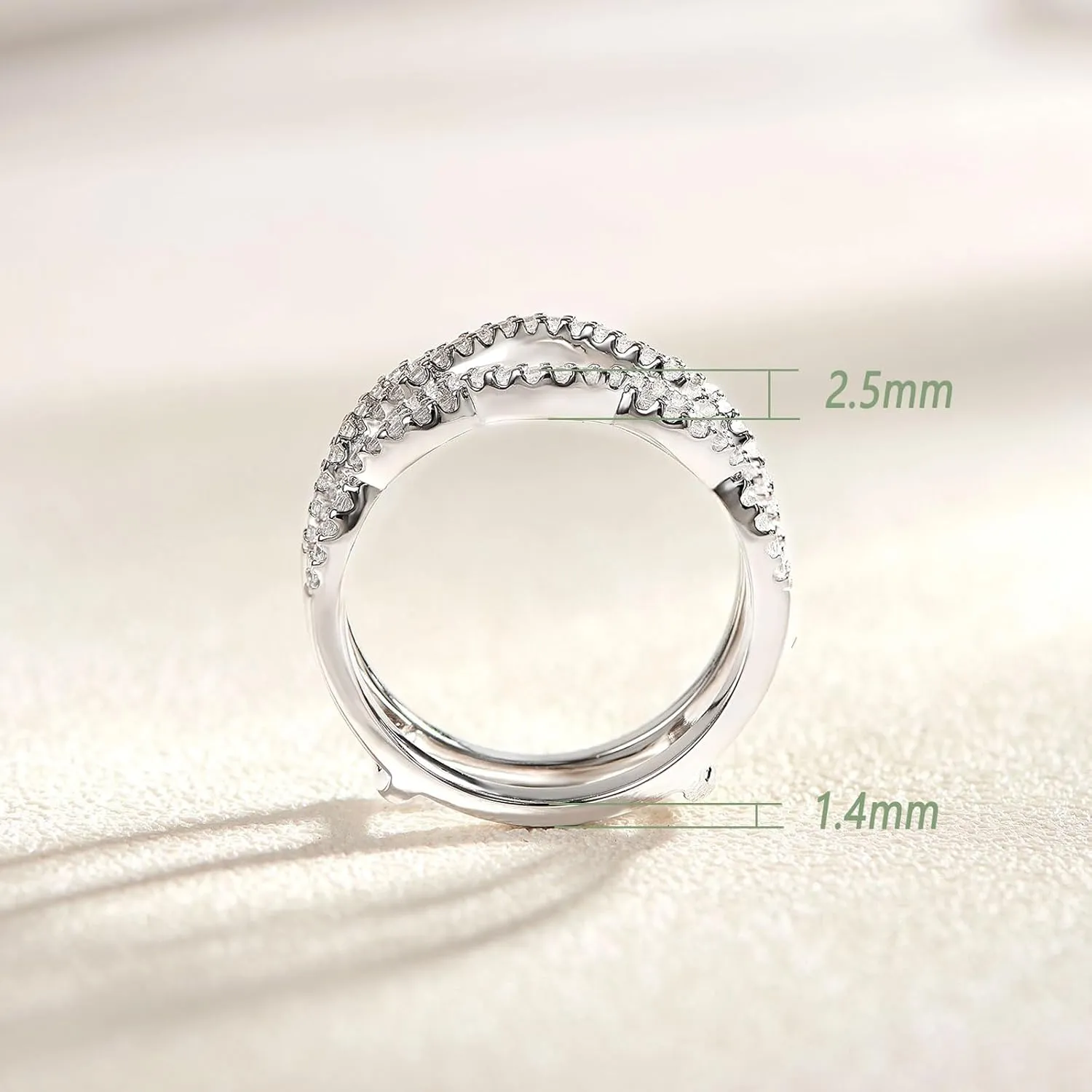 Wuziwen Women 925 Sterling Silver Twisting Infinity Guard Enhancer for Engagement Rings Wedding Band CZ