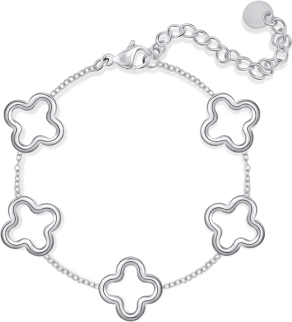 YADUDA Dainty Gold Silver Four Leaf Clover Bracelet for Women Lucky Clover Link Bracelets Wrist Jewelry for Women