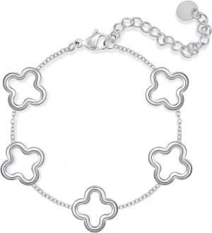 YADUDA Dainty Gold Silver Four Leaf Clover Bracelet for Women Lucky Clover Link Bracelets Wrist Jewelry for Women