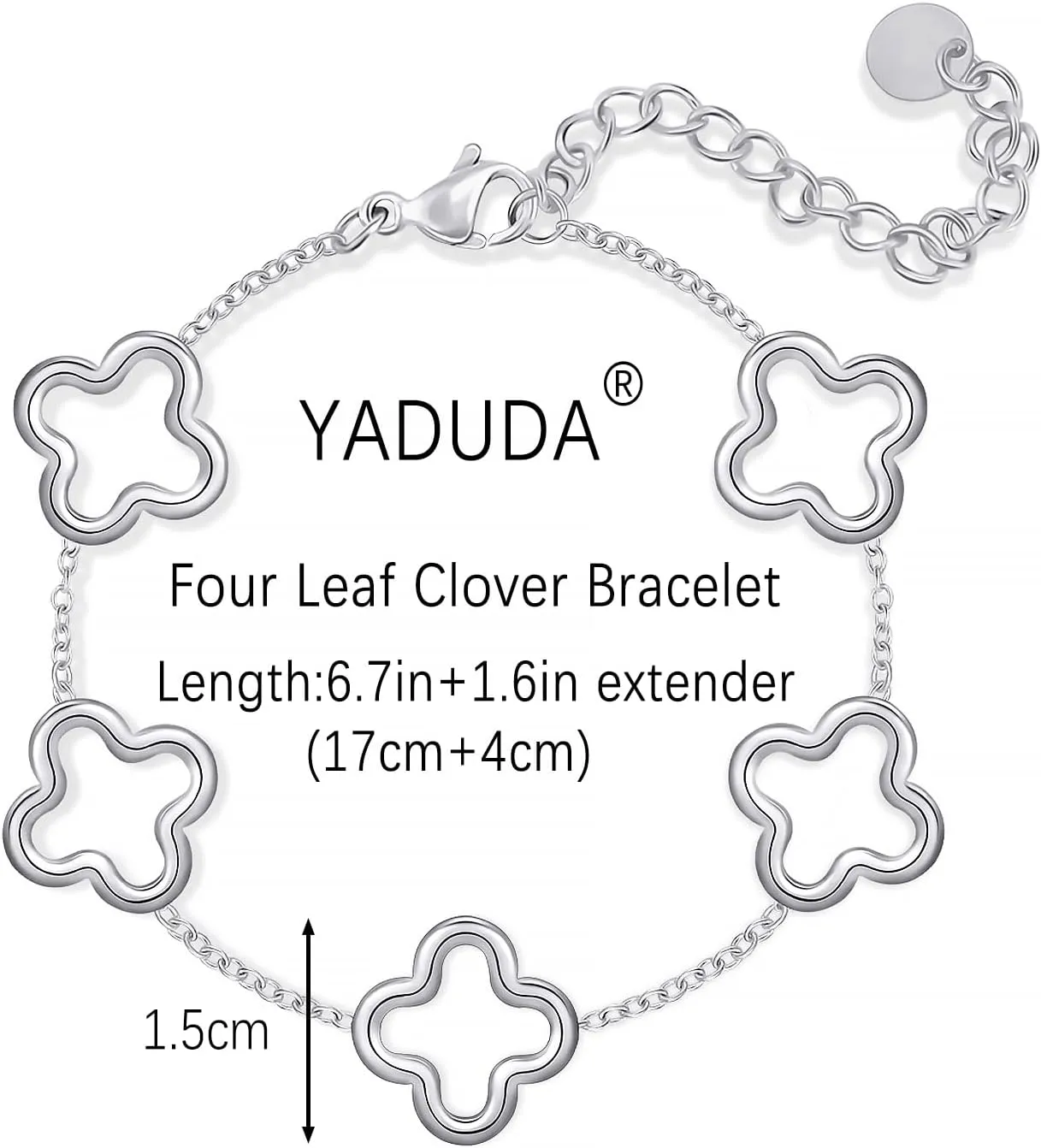 YADUDA Dainty Gold Silver Four Leaf Clover Bracelet for Women Lucky Clover Link Bracelets Wrist Jewelry for Women