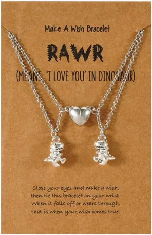 yaozeio Dinosaur Friendship Necklaces for 2 Heart Necklace for Couples Gifts for Boyfriend Girlfriend Husband Wife Christmas Birthday Gift