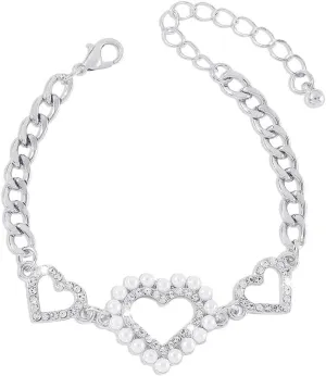 YAZILIND Personality Bracelet Love Heart Geometric Shape Bracelets Women's Imitation Pearl Rhinestone Jewelry