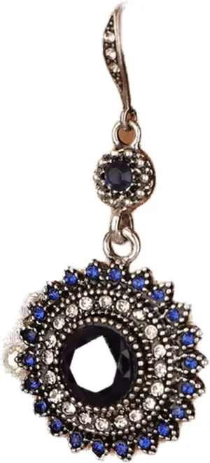 YERTTER Bohemian Silver Crystal Dangle Ethnic Style Earrings Red Blue Black Fake Gem Earrings Indian Earrings Studs Drop Disc Tassel Earrings Vintage Hook Ear Accessories Gift for Women Girls