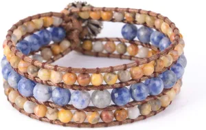 YGLINE Natural Stones Agate Wide Cuff Bracelets Vintage Bohemia Wrist Bracelet(agate)