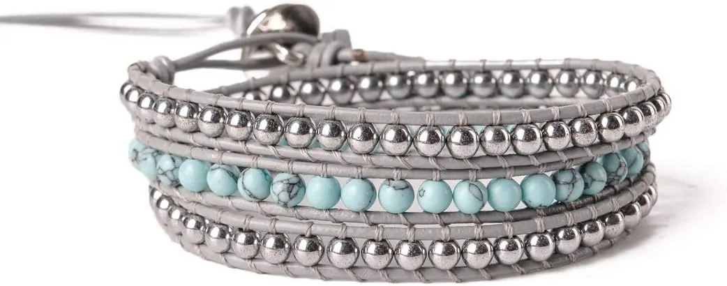 YGLINE Women 3 Friendship Jasper Stone Beads Statement Wrap Bracelets Collection for Gift