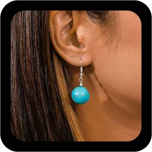 YienDoo Boho Turquoise Heart Drop Dangle Earrings Vintage Western Ethnic Turquoise Stone Hook Earrings Statement Big Love Heart Earrings Jewelry for Women
